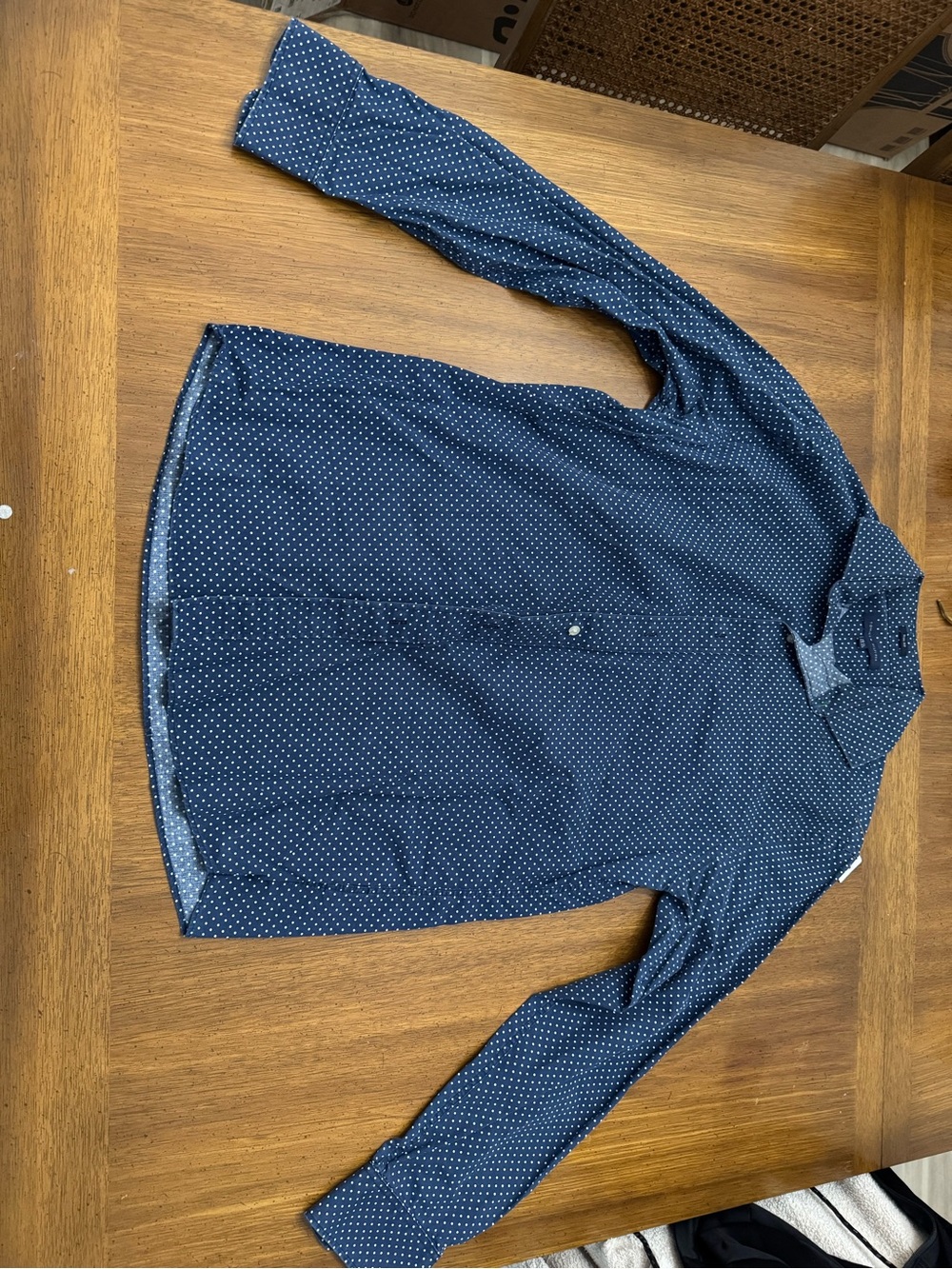 Tommy Hilfiger Navy and White Polka Dot Slim Fit Shirt